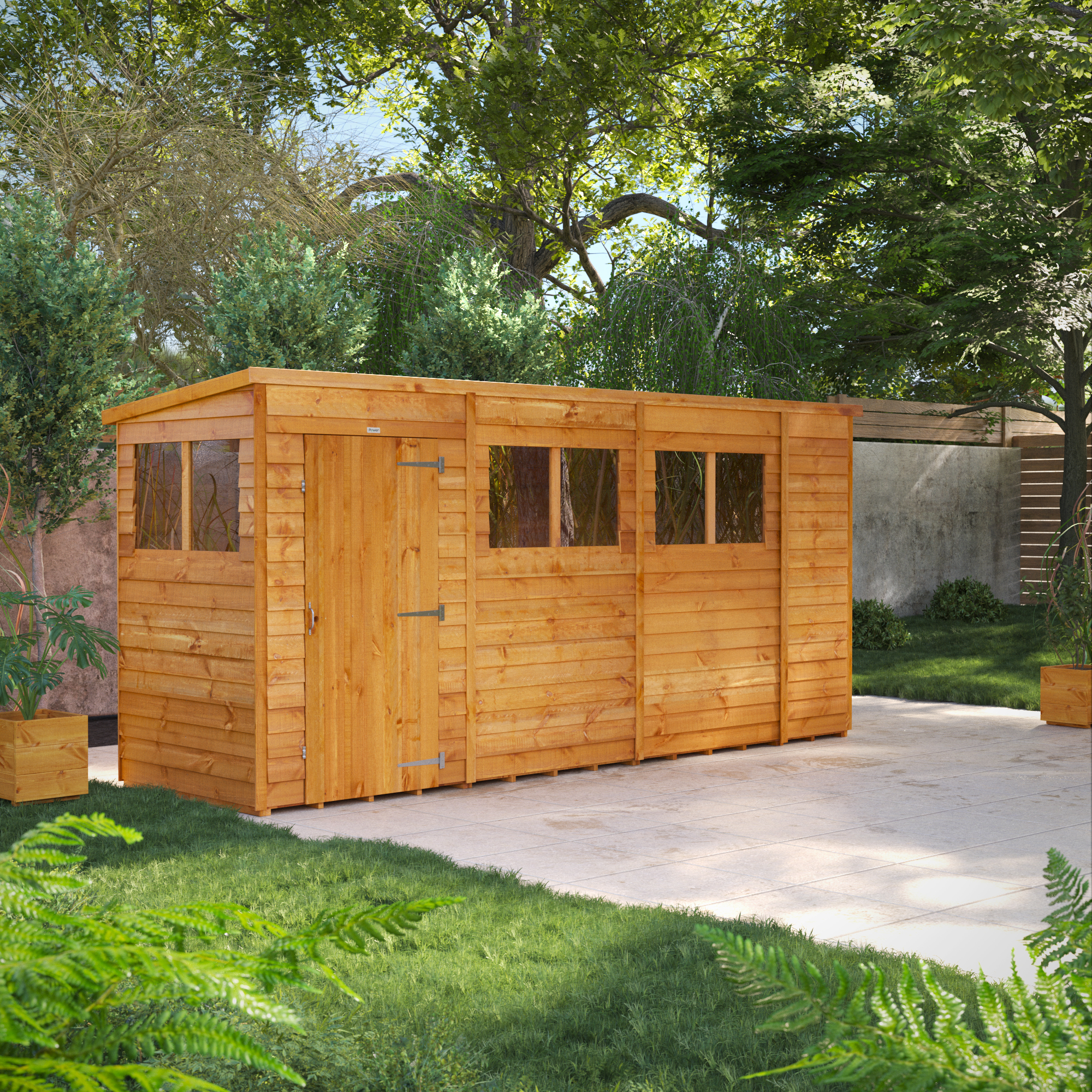 Powersheds Pent Overlap Dip Treated Shed - 14 x 4ft