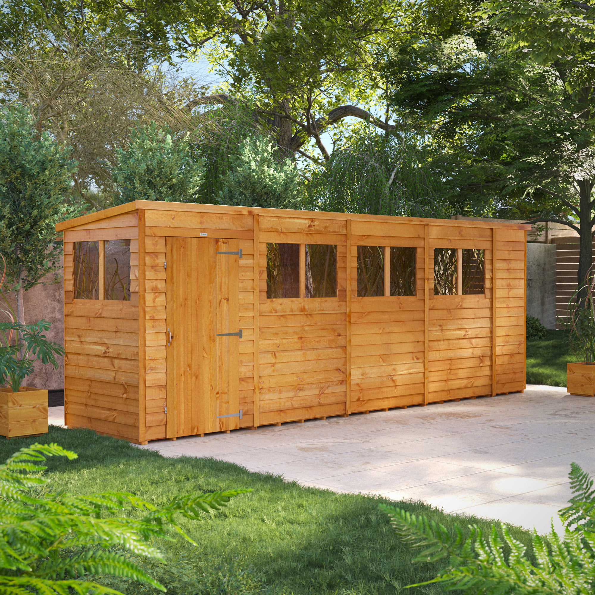 Powersheds Pent Overlap Dip Treated Shed - 18 x 4ft