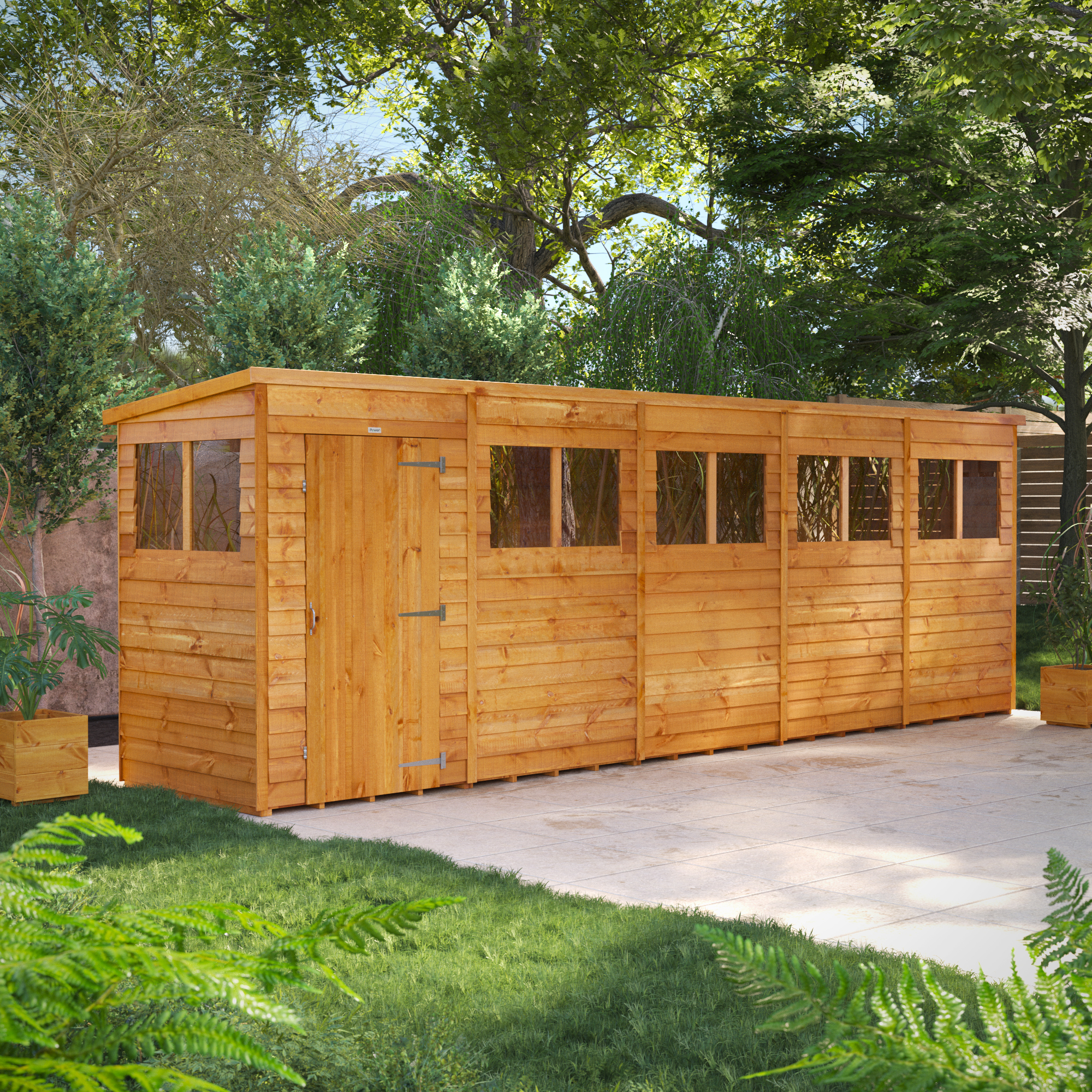 Image of Power Sheds 20 x 4ft Pent Overlap Dip Treated Shed