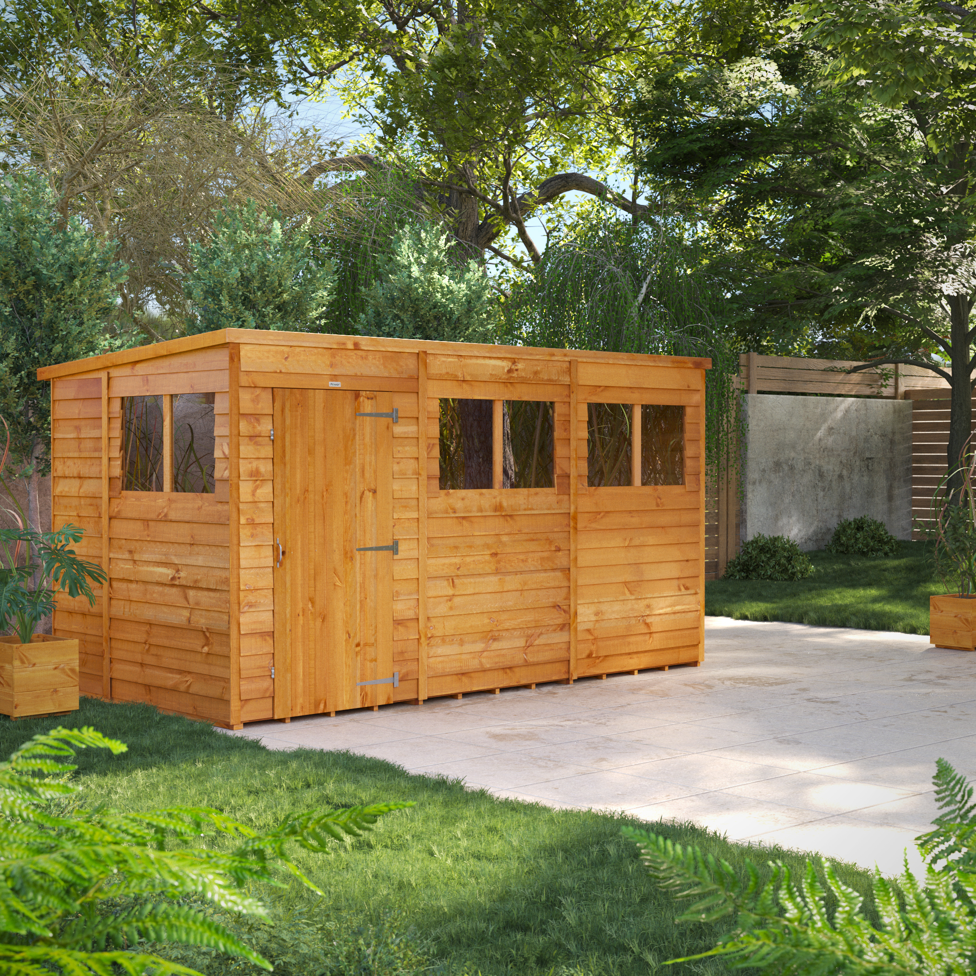 Powersheds Pent Overlap Dip Treated Shed - 12 x 6ft