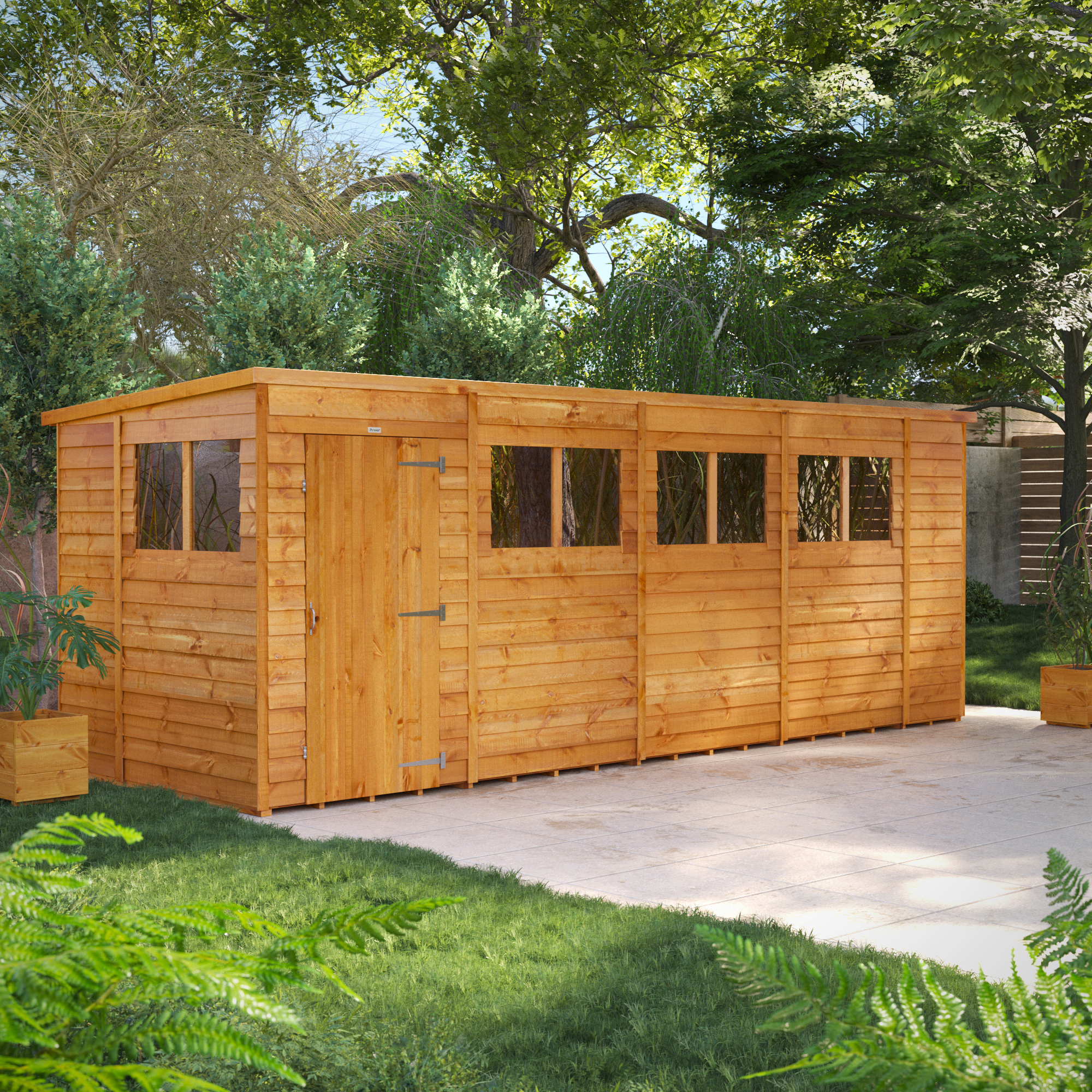 Powersheds Pent Overlap Dip Treated Shed - 18 x 6ft