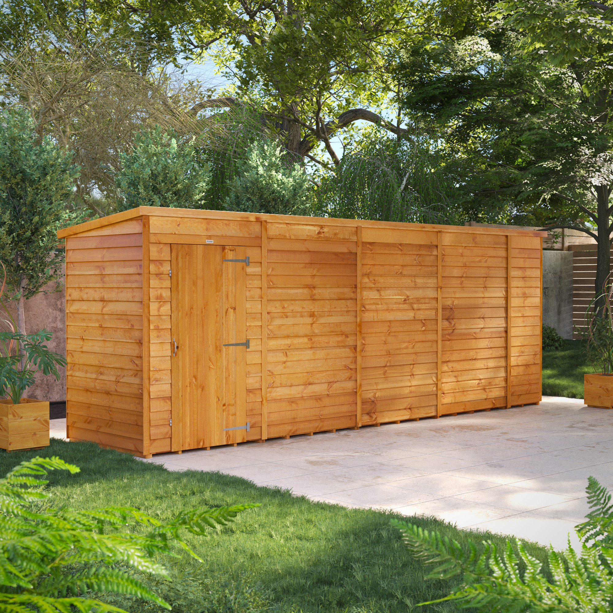 Powersheds Pent Overlap Dip Treated Windowless Shed - 18 x 4ft