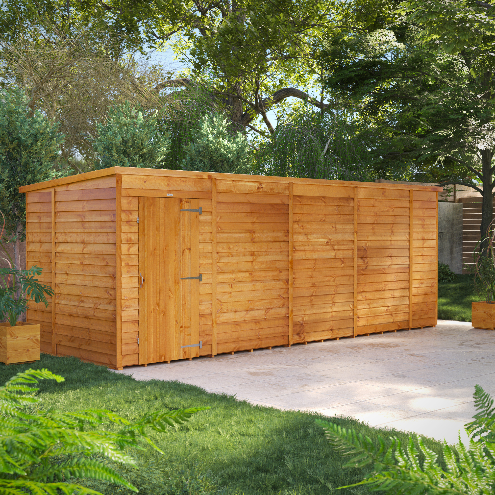 Image of Power Sheds 18 x 6ft Pent Overlap Dip Treated Windowless Shed