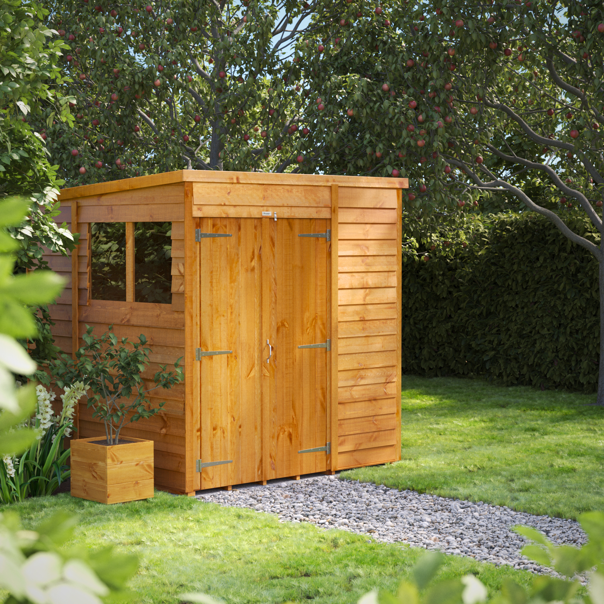 Powersheds Double Door Pent Overlap Dip Treated Shed - 6 x 6ft