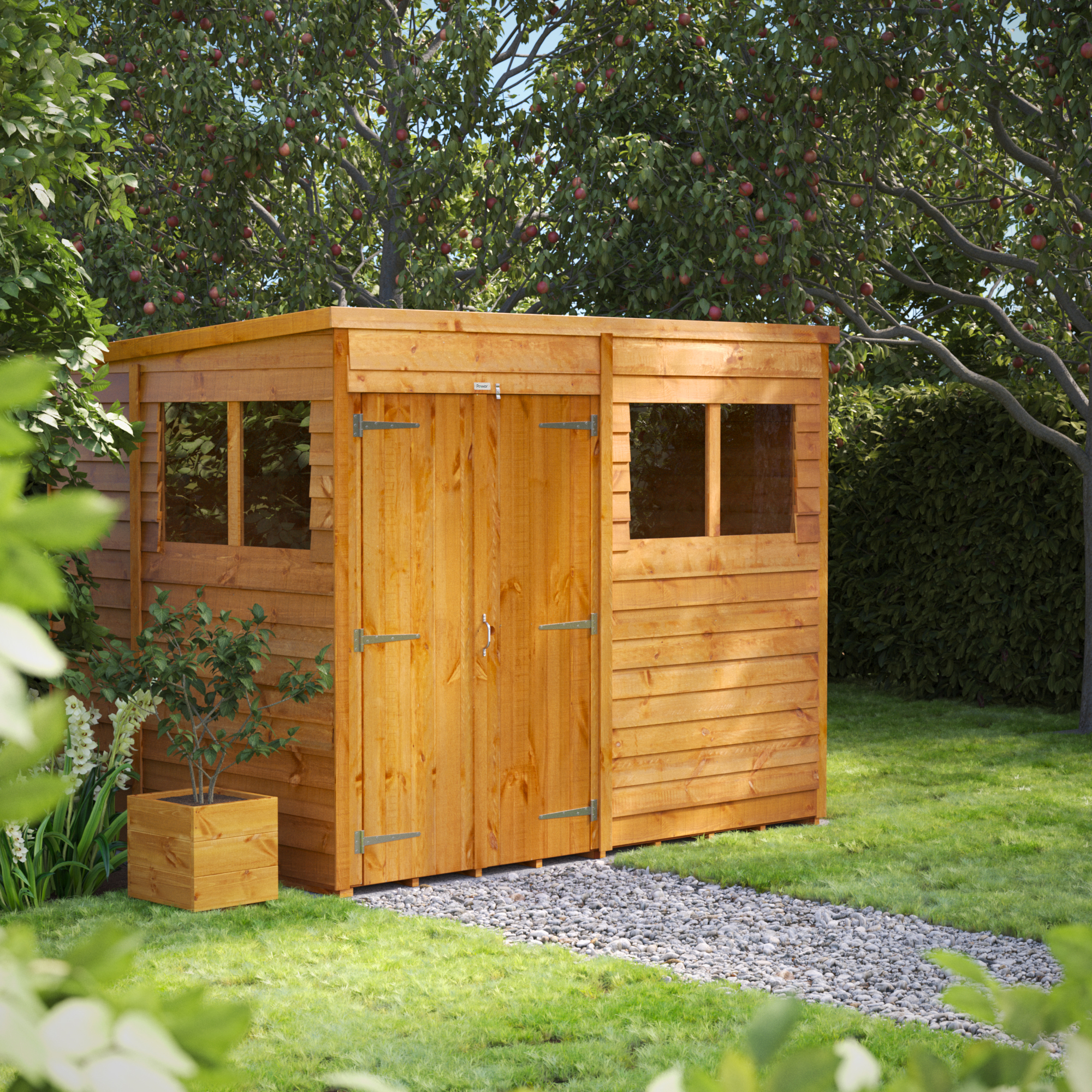 Powersheds Double Door Pent Overlap Dip Treated Shed - 8 x 6ft