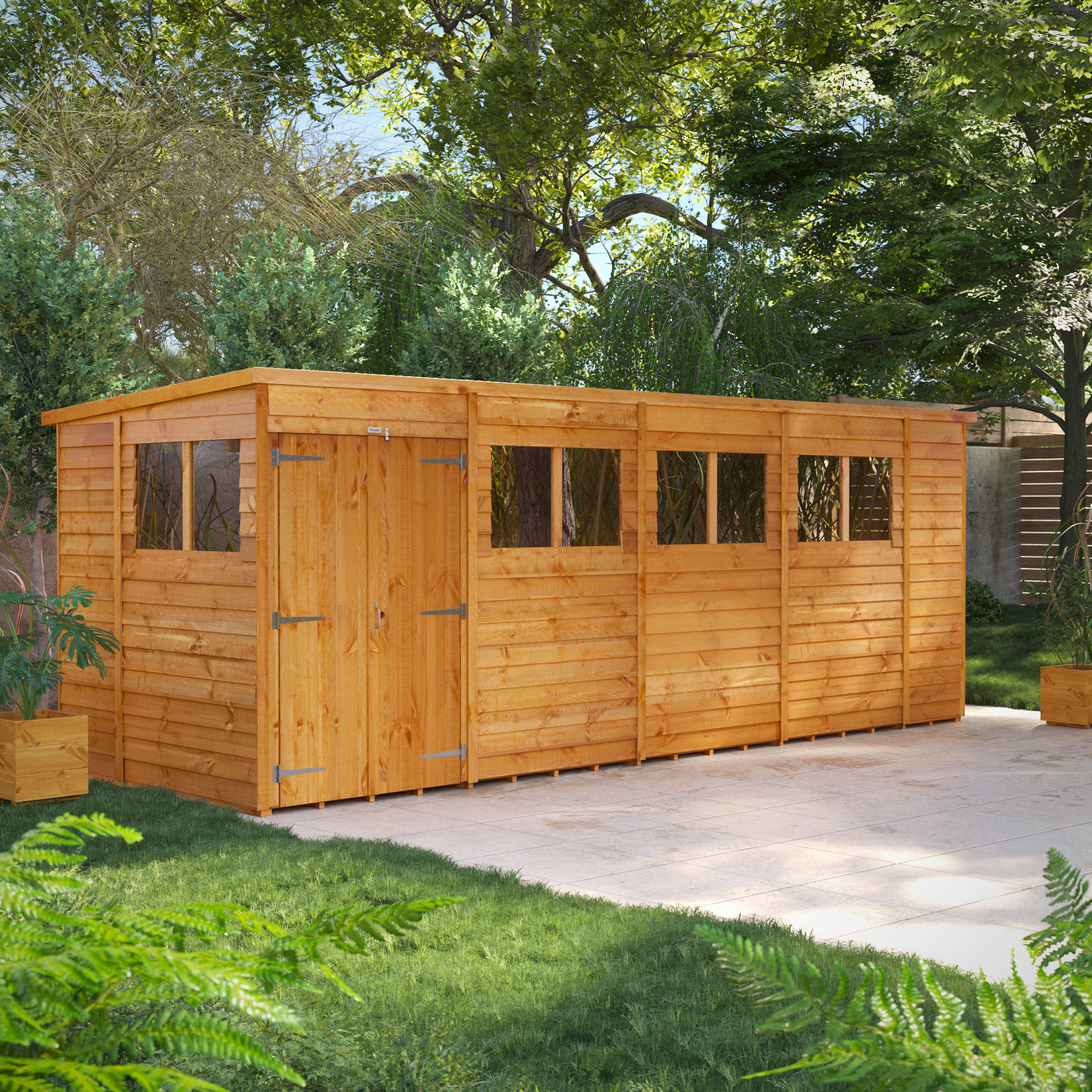 Power Sheds 18 x 6ft Double Door Pent Overlap Dip Treated Shed