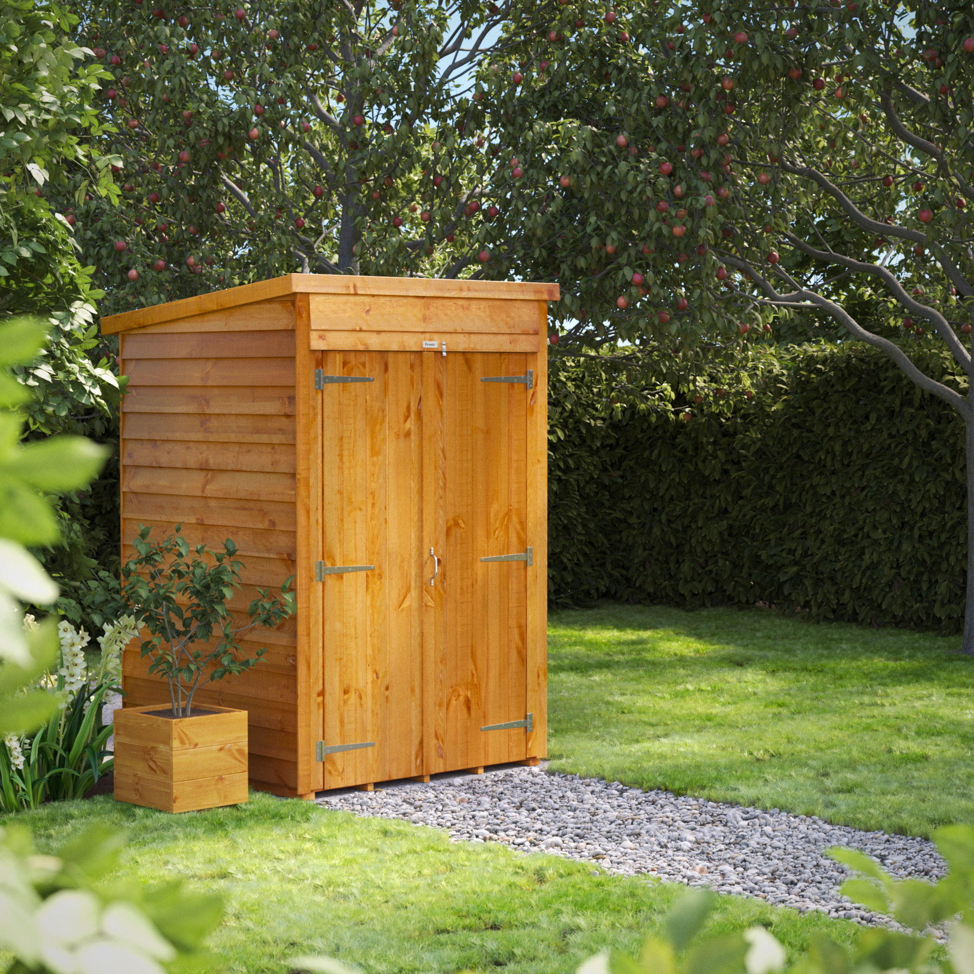 Powersheds Double Door Pent Overlap Dip Treated Windowless Shed - 4 x 4ft