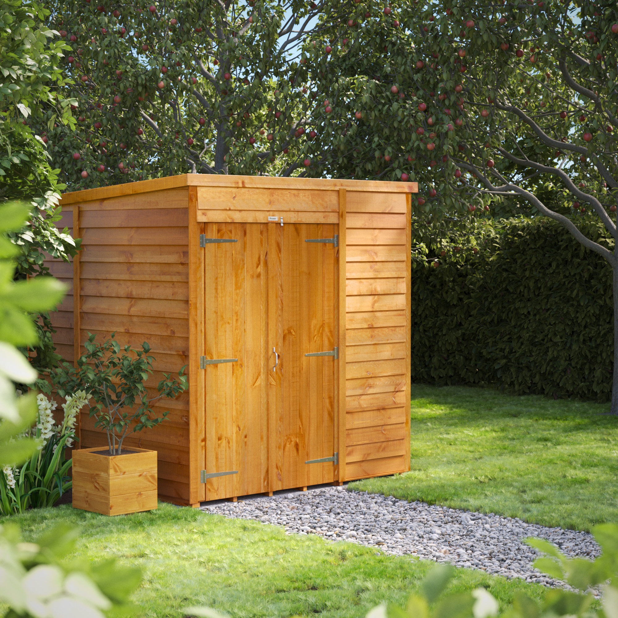 Image of Power Sheds 6 x 6ft Double Door Pent Overlap Dip Treated Windowless Shed