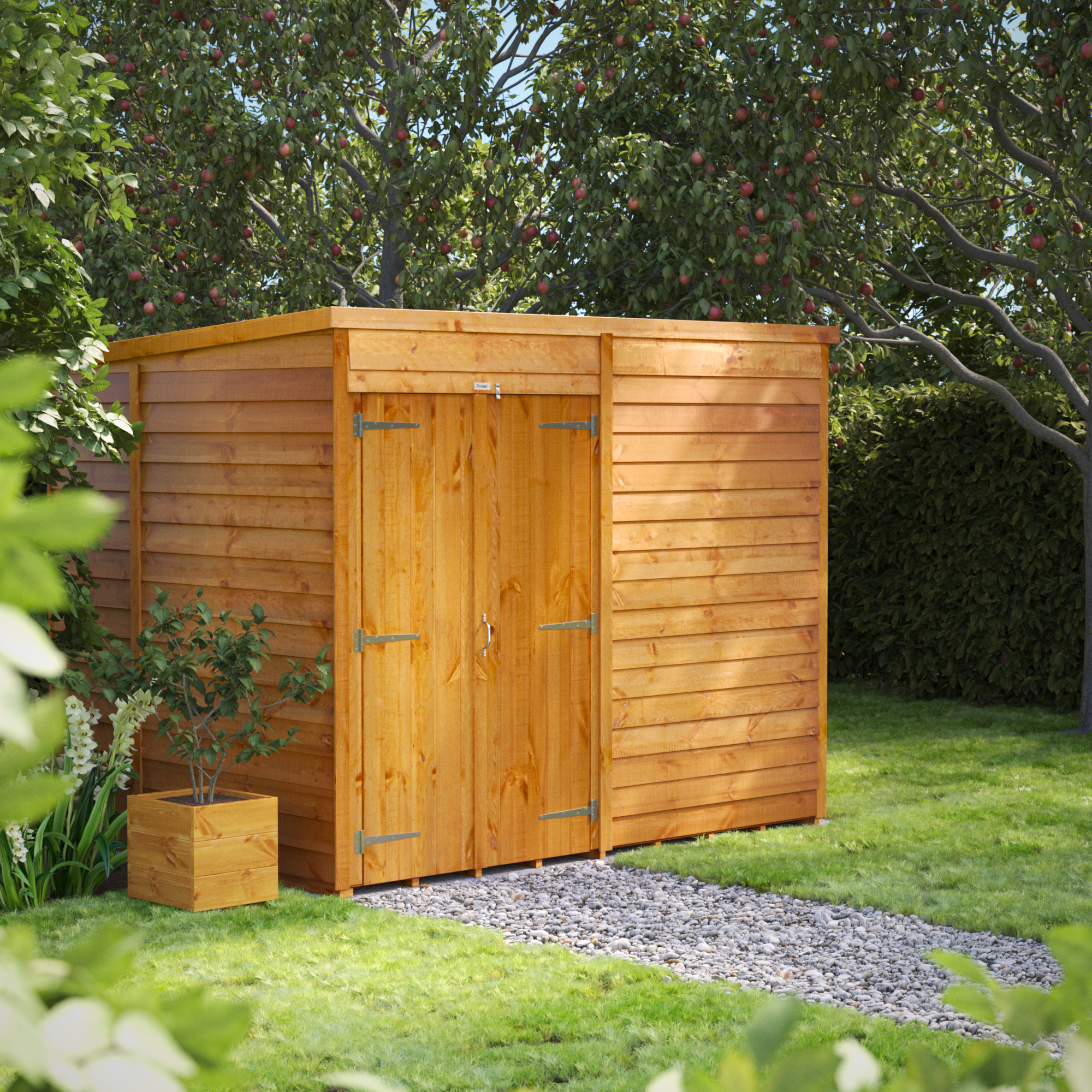 Powersheds Double Door Pent Overlap Dip Treated Windowless Shed - 8 x 6ft