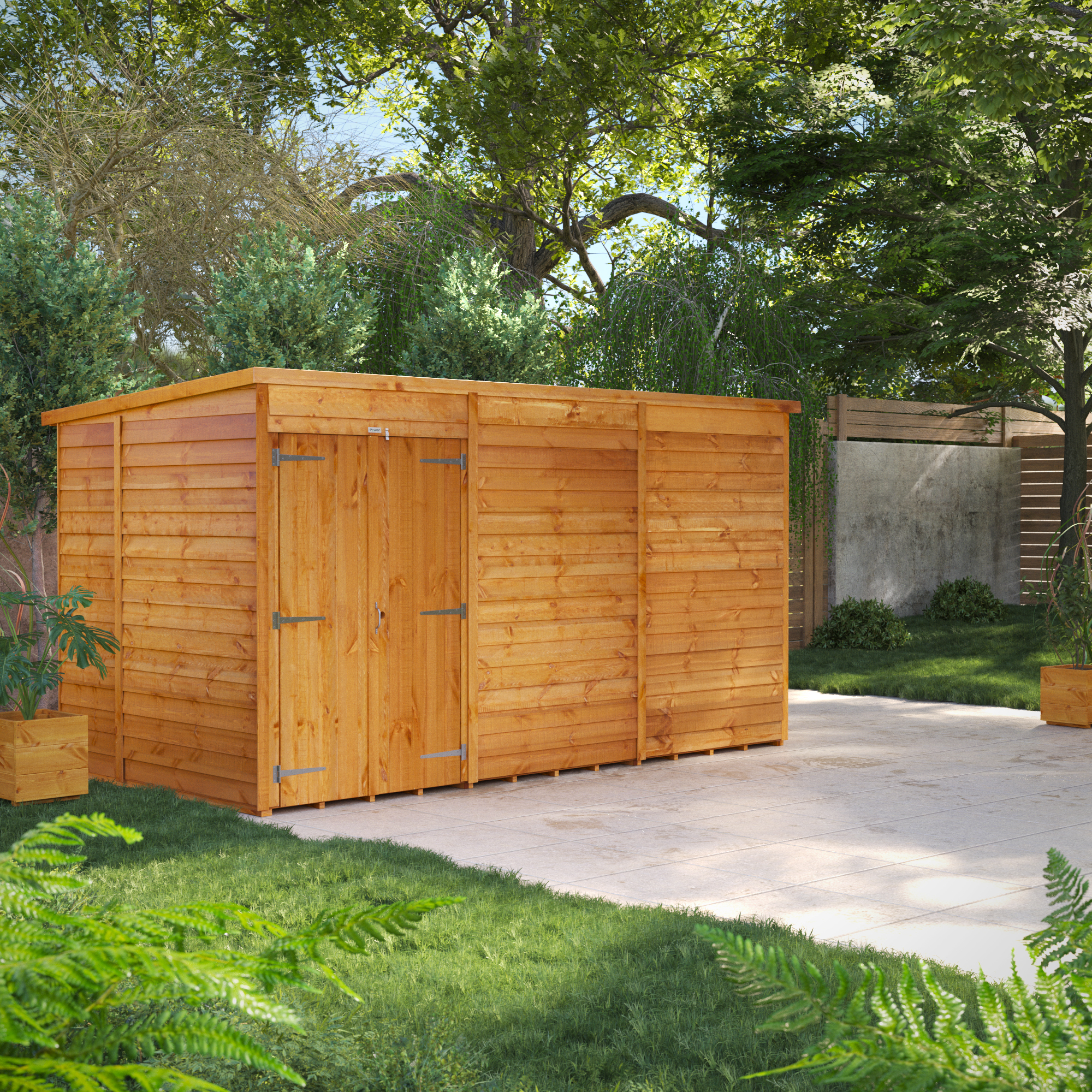 Image of Power Sheds 12 x 6ft Double Door Pent Overlap Dip Treated Windowless Shed