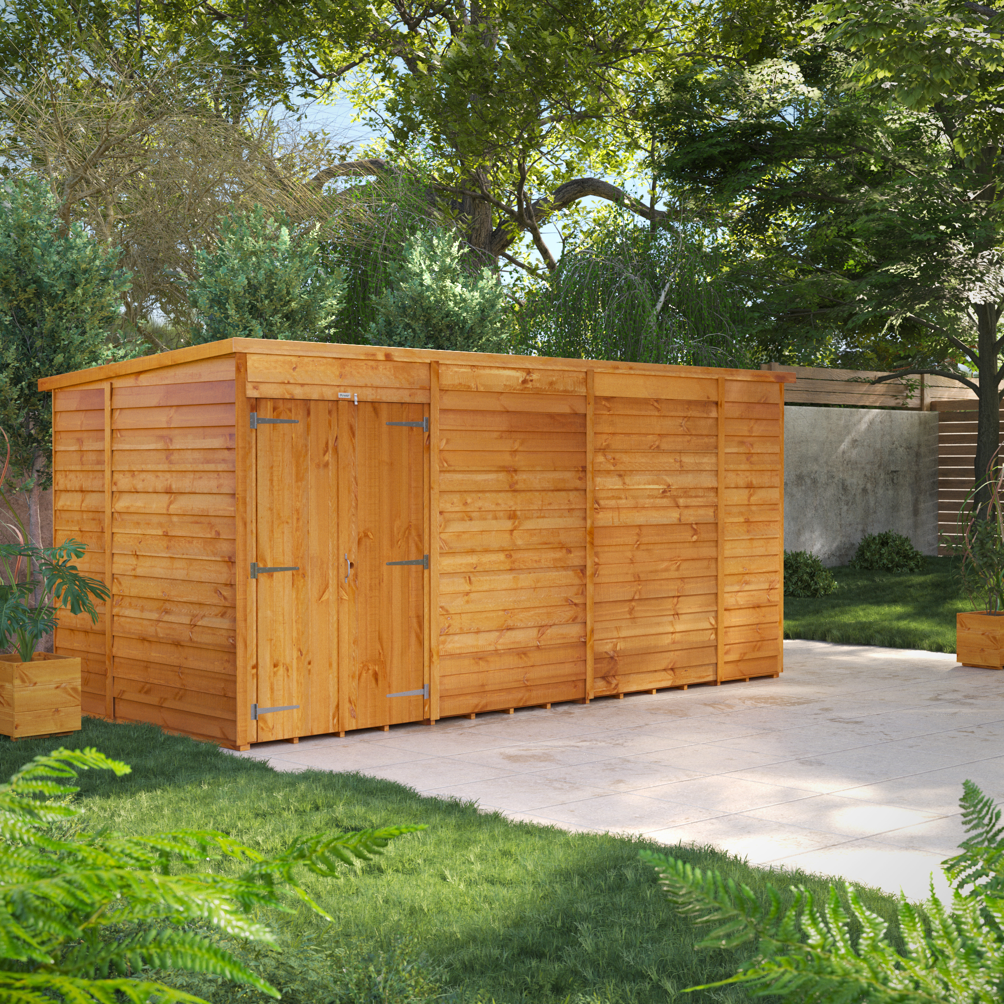 Image of Power Sheds 14 x 6ft Double Door Pent Overlap Dip Treated Windowless Shed