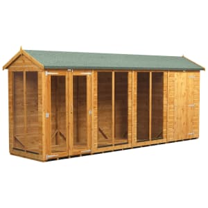 Image of Power Sheds 16 x 4ft Apex Shiplap Dip Treated Summerhouse - Including 4ft Side Store