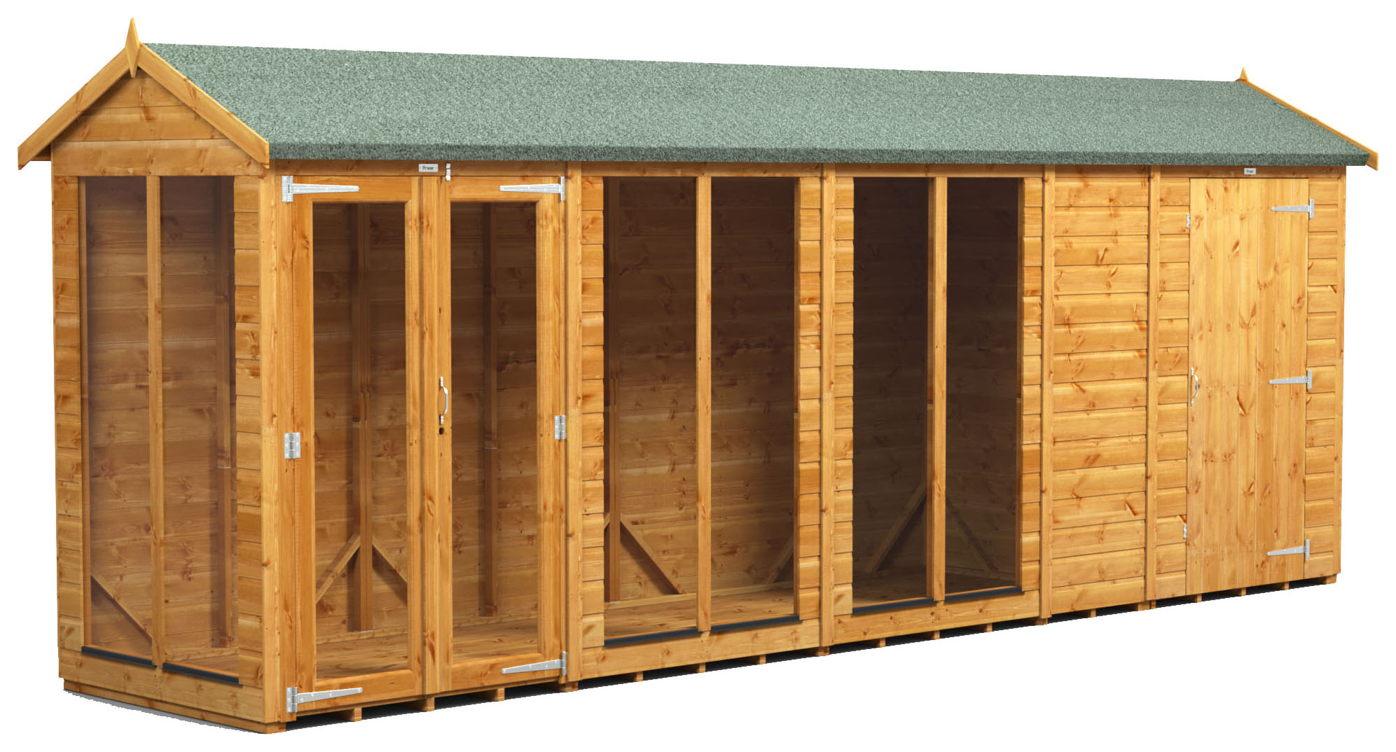 Image of Power Sheds 18 x 4ft Apex Shiplap Dip Treated Summerhouse - Including 4ft Side Store