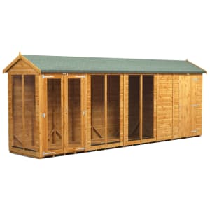 Image of Power Sheds 18 x 4ft Apex Shiplap Dip Treated Summerhouse - Including 4ft Side Store