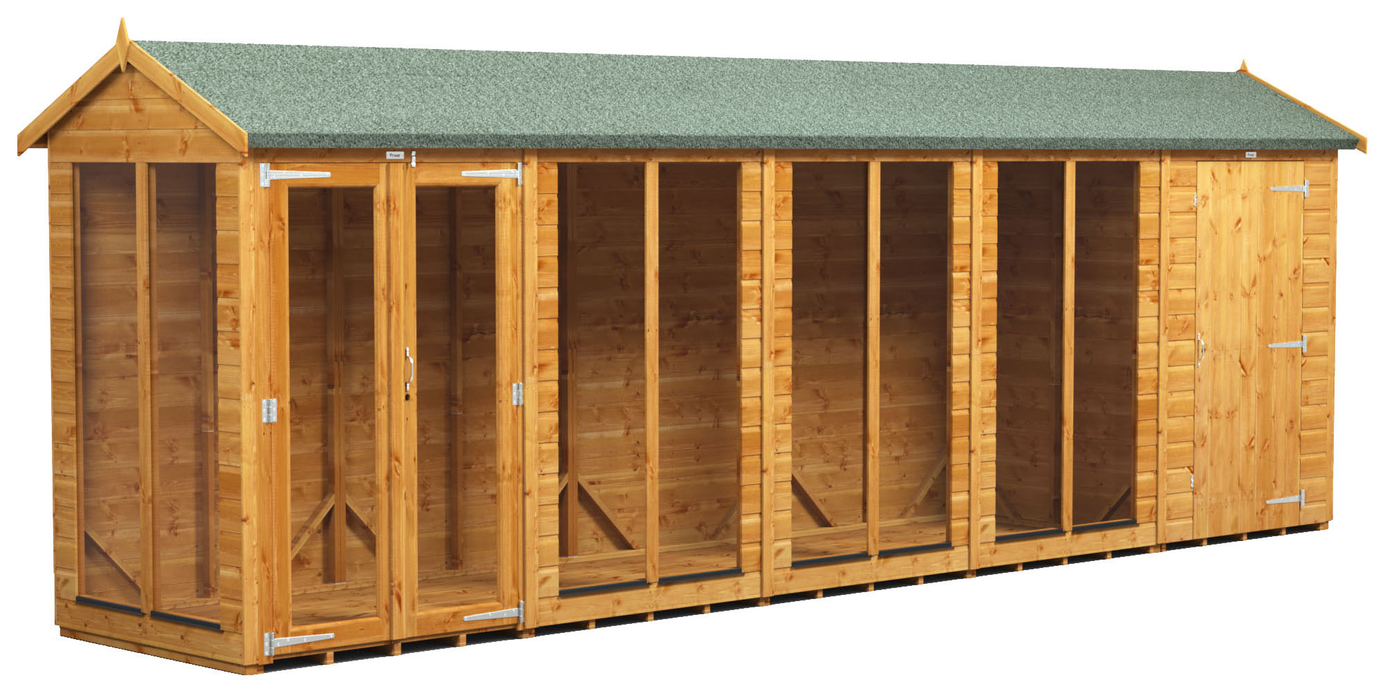 Image of Power Sheds 20 x 4ft Apex Shiplap Dip Treated Summerhouse - Including 4ft Side Store