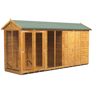 Image of Power Sheds 14 x 4ft Apex Shiplap Dip Treated Summerhouse - Including 6ft Side Store