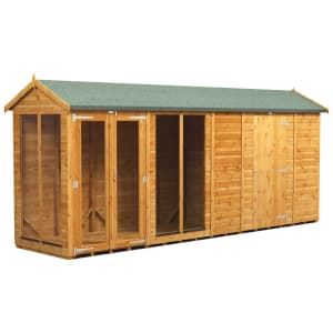 Image of Power Sheds 16 x 4ft Apex Shiplap Dip Treated Summerhouse - Including 6ft Side Store