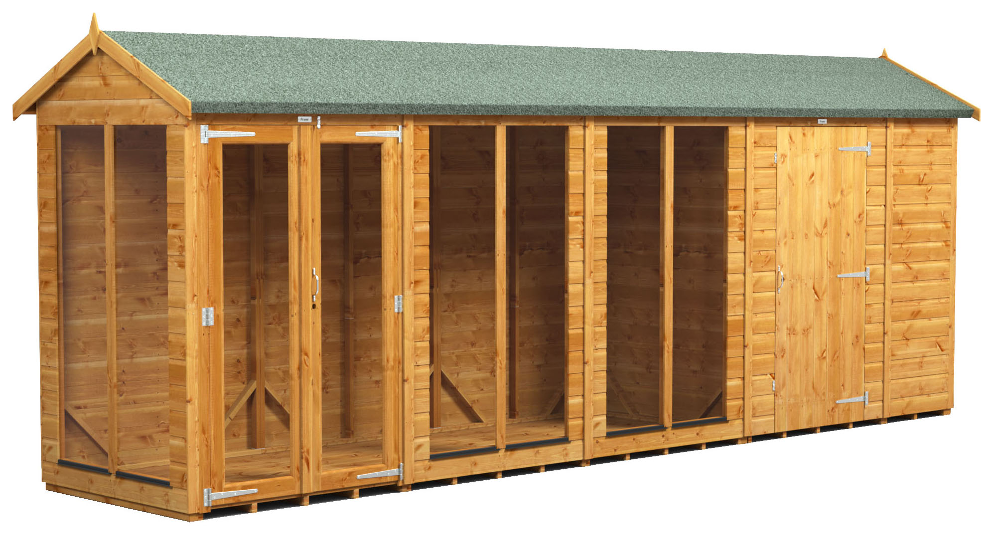 Image of Power Sheds 18 x 4ft Apex Shiplap Dip Treated Summerhouse - Including 6ft Side Store