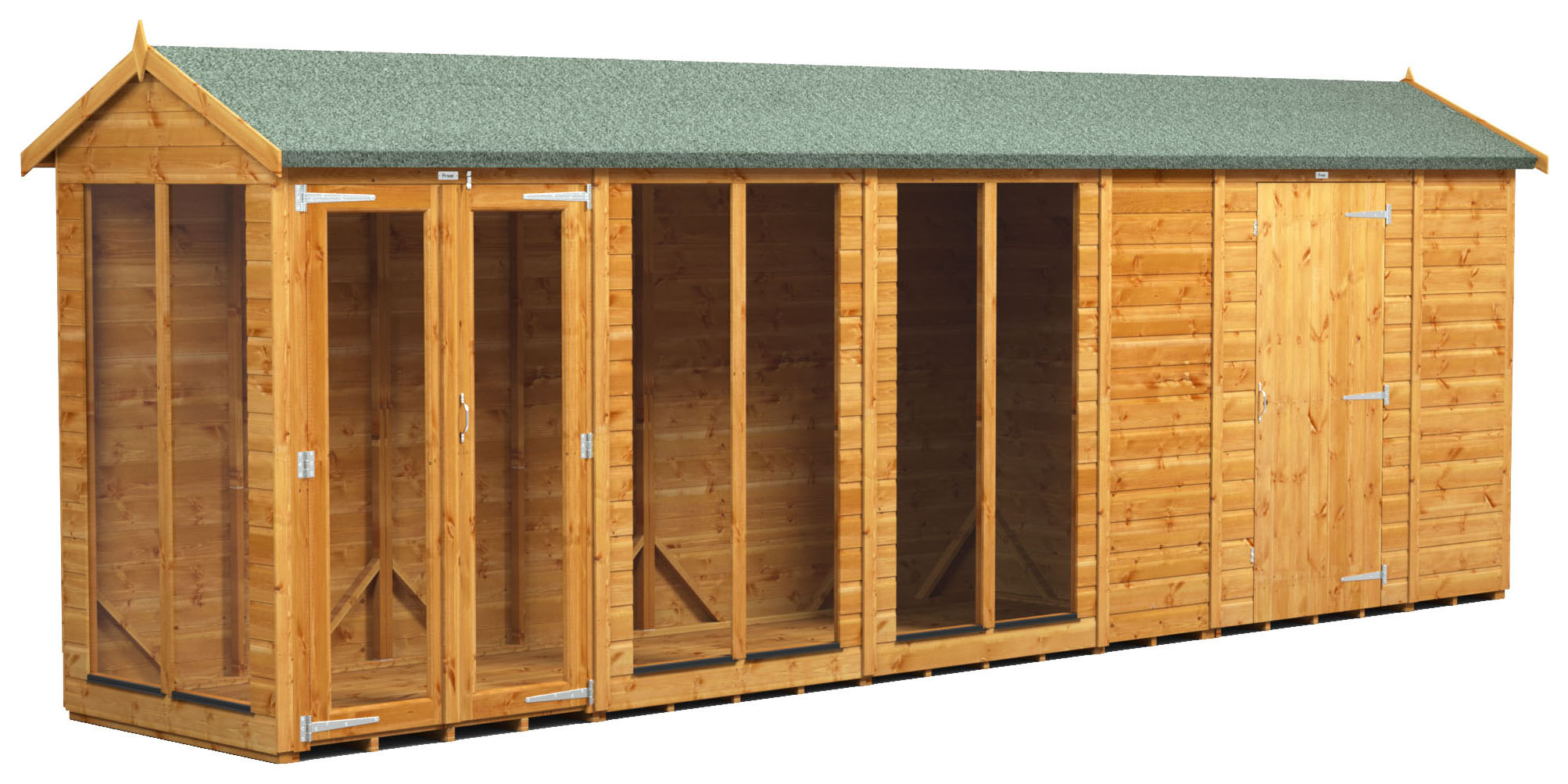 Image of Power Sheds 20 x 4ft Apex Shiplap Dip Treated Summerhouse - Including 6ft Side Store