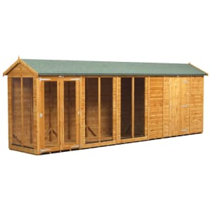 Image of Power Sheds 20 x 4ft Apex Shiplap Dip Treated Summerhouse - Including 6ft Side Store