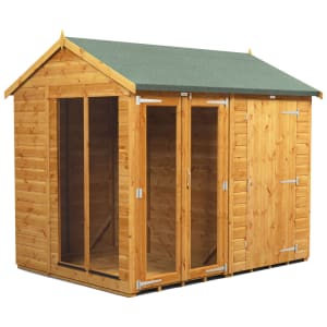 Image of Power Sheds 8 x 6ft Apex Shiplap Dip Treated Summerhouse - Including 4ft Side Store