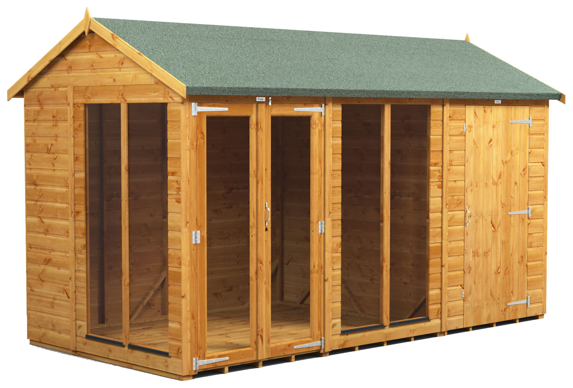 Image of Power Sheds 12 x 6ft Apex Shiplap Dip Treated Summerhouse - Including 4ft Side Store