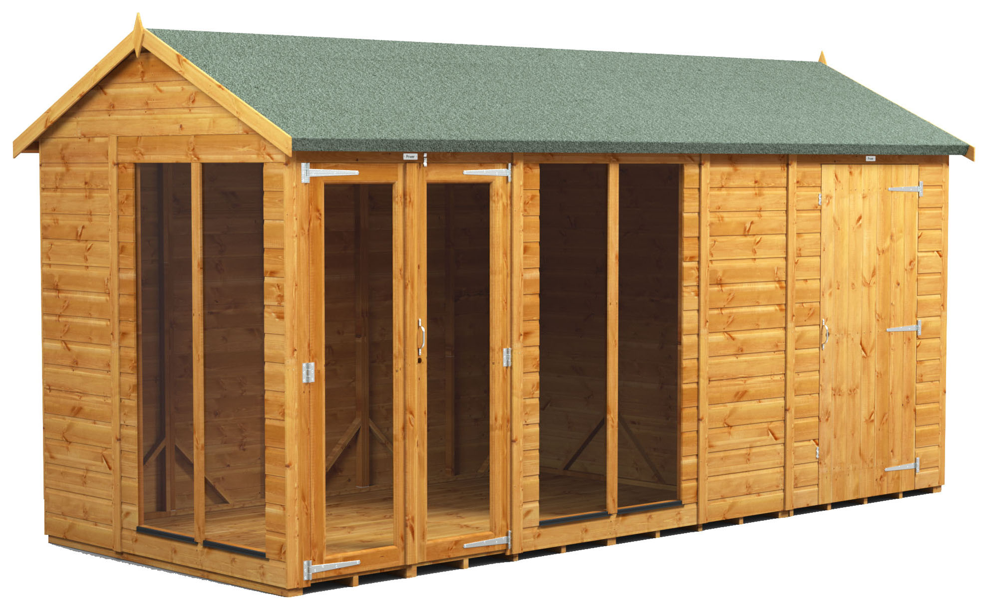 Image of Power Sheds 14 x 6ft Apex Shiplap Dip Treated Summerhouse - Including 4ft Side Store