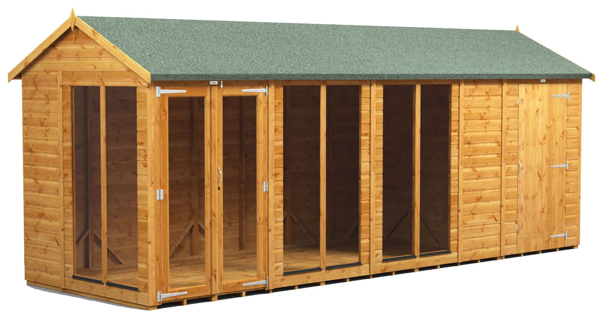 Image of Power Sheds 18 x 6ft Apex Shiplap Dip Treated Summerhouse - Including 4ft Side Store