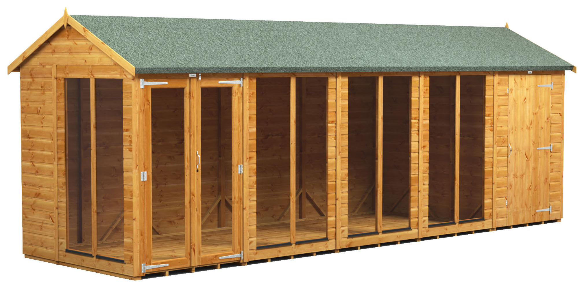 Image of Power Sheds 20 x 6ft Apex Shiplap Dip Treated Summerhouse - Including 4ft Side Store
