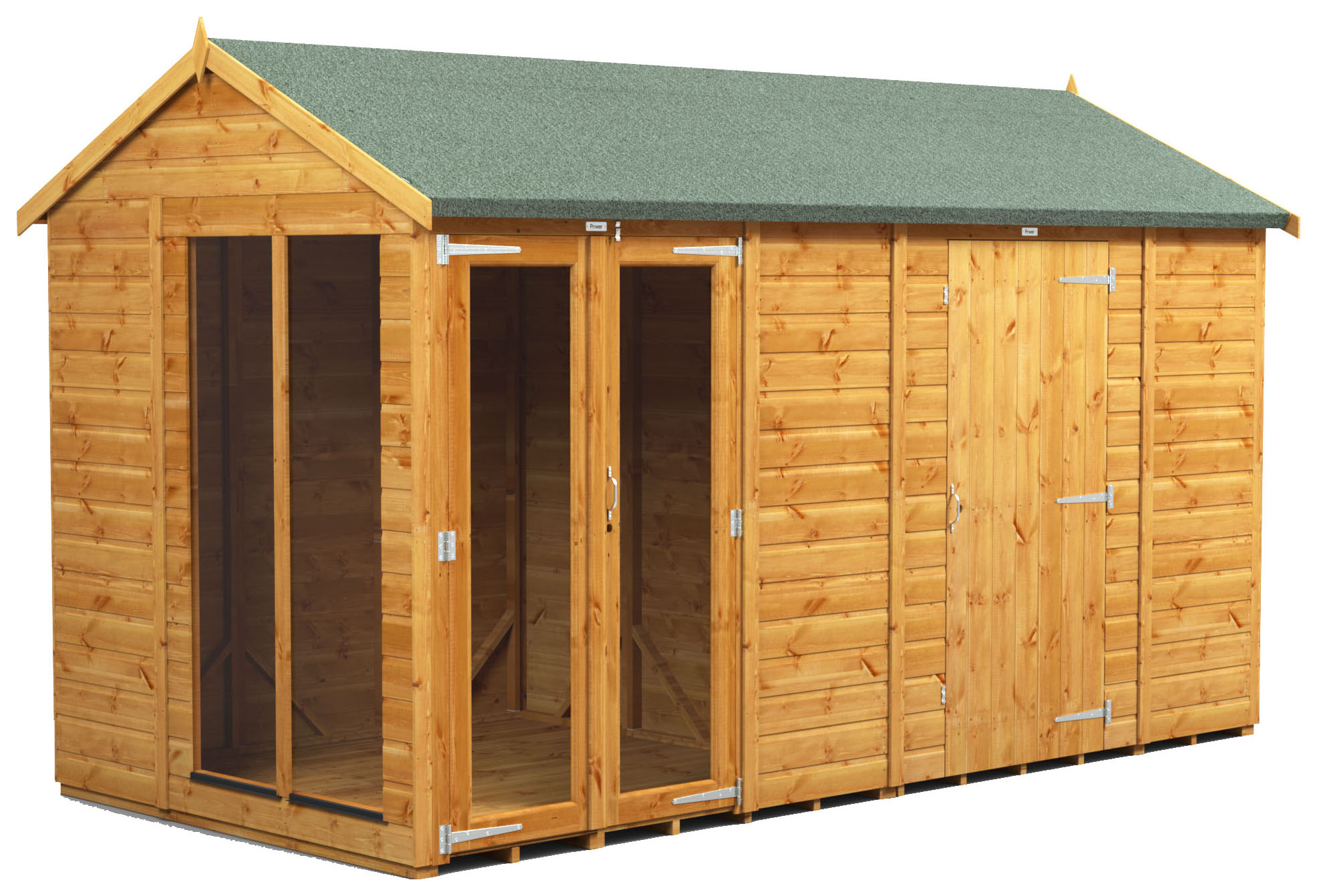 Image of Power Sheds 12 x 6ft Apex Shiplap Dip Treated Summerhouse - Including 6ft Side Store