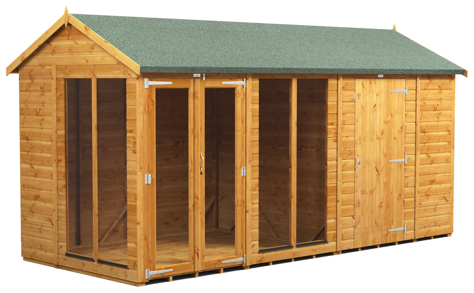 Image of Power Sheds 14 x 6ft Apex Shiplap Dip Treated Summerhouse - Including 6ft Side Store