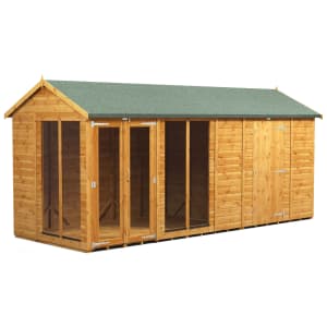 Image of Power Sheds 16 x 6ft Apex Shiplap Dip Treated Summerhouse - Including 6ft Side Store