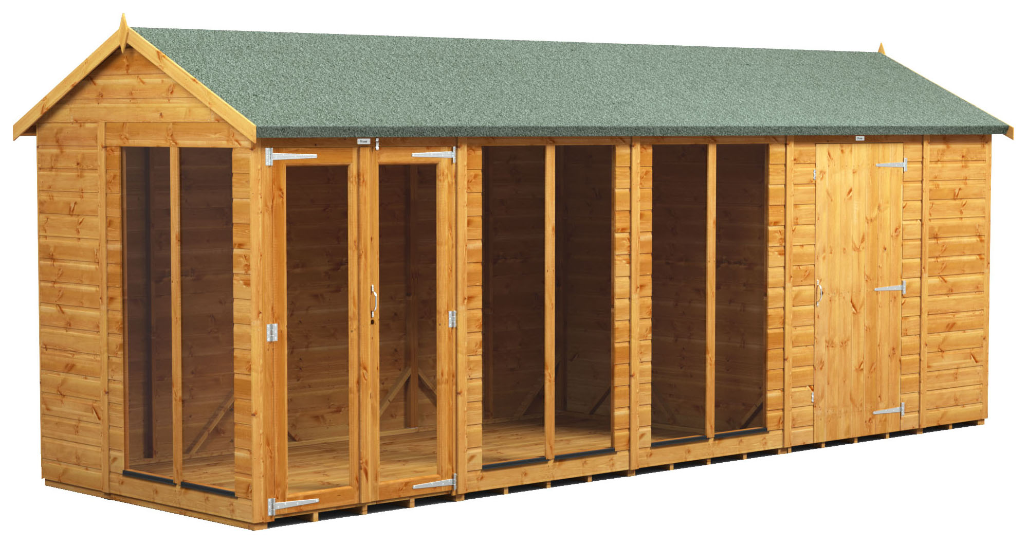 Image of Power Sheds 18 x 6ft Apex Shiplap Dip Treated Summerhouse - Including 6ft Side Store