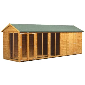 Image of Power Sheds 20 x 6ft Apex Shiplap Dip Treated Summerhouse - Including 6ft Side Store