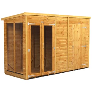 Image of Power Sheds 10 x 4ft Pent Shiplap Dip Treated Summerhouse - Including 4ft Side Store
