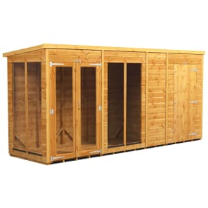 Image of Power Sheds 14 x 4ft Pent Shiplap Dip Treated Summerhouse - Including 4ft Side Store