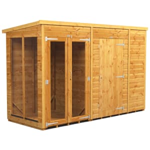 Image of Power Sheds 10 x 4ft Pent Shiplap Dip Treated Summerhouse - Including 6ft Side Store