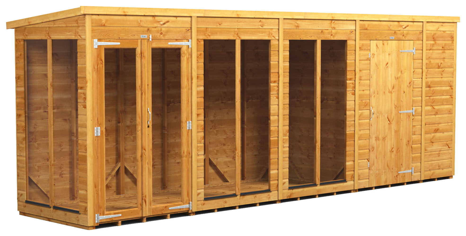 Image of Power Sheds 18 x 4ft Pent Shiplap Dip Treated Summerhouse - Including 6ft Side Store