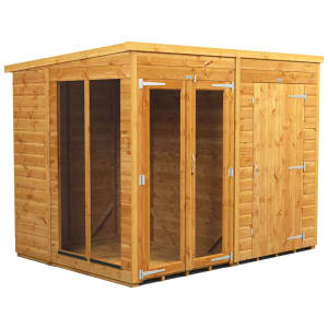 Image of Power Sheds 8 x 6ft Pent Shiplap Dip Treated Summerhouse - Including 4ft Side Store