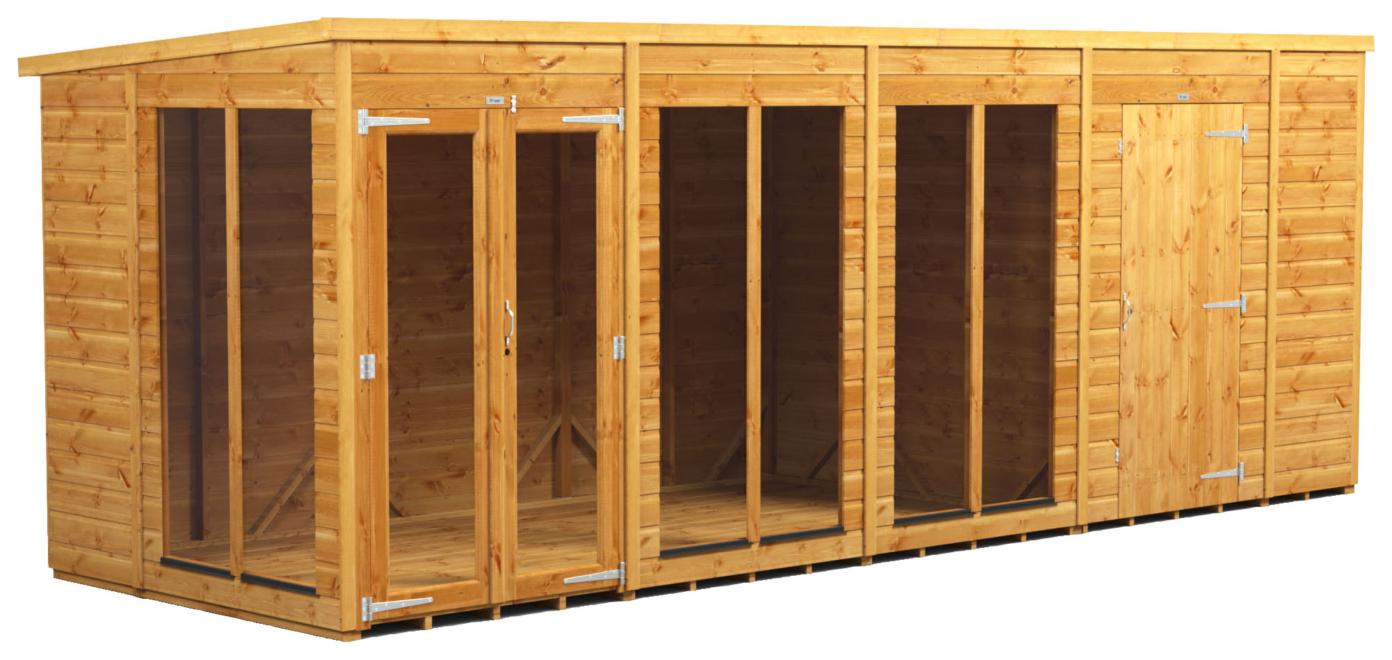 Image of Power Sheds 18 x 6ft Pent Shiplap Dip Treated Summerhouse - Including 6ft Side Store