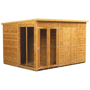 Image of Power Sheds 10 x 8ft Pent Shiplap Dip Treated Summerhouse - Including 6ft Side Store