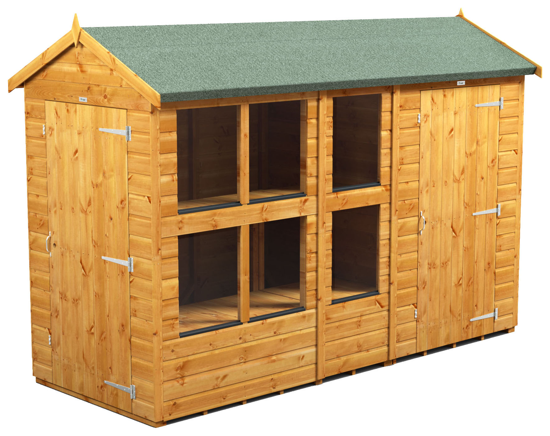 Image of Power Sheds 10 x 4ft Apex Shiplap Dip Treated Potting Shed - Including 4ft Side Store