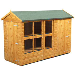 Image of Power Sheds 10 x 4ft Apex Shiplap Dip Treated Potting Shed - Including 4ft Side Store