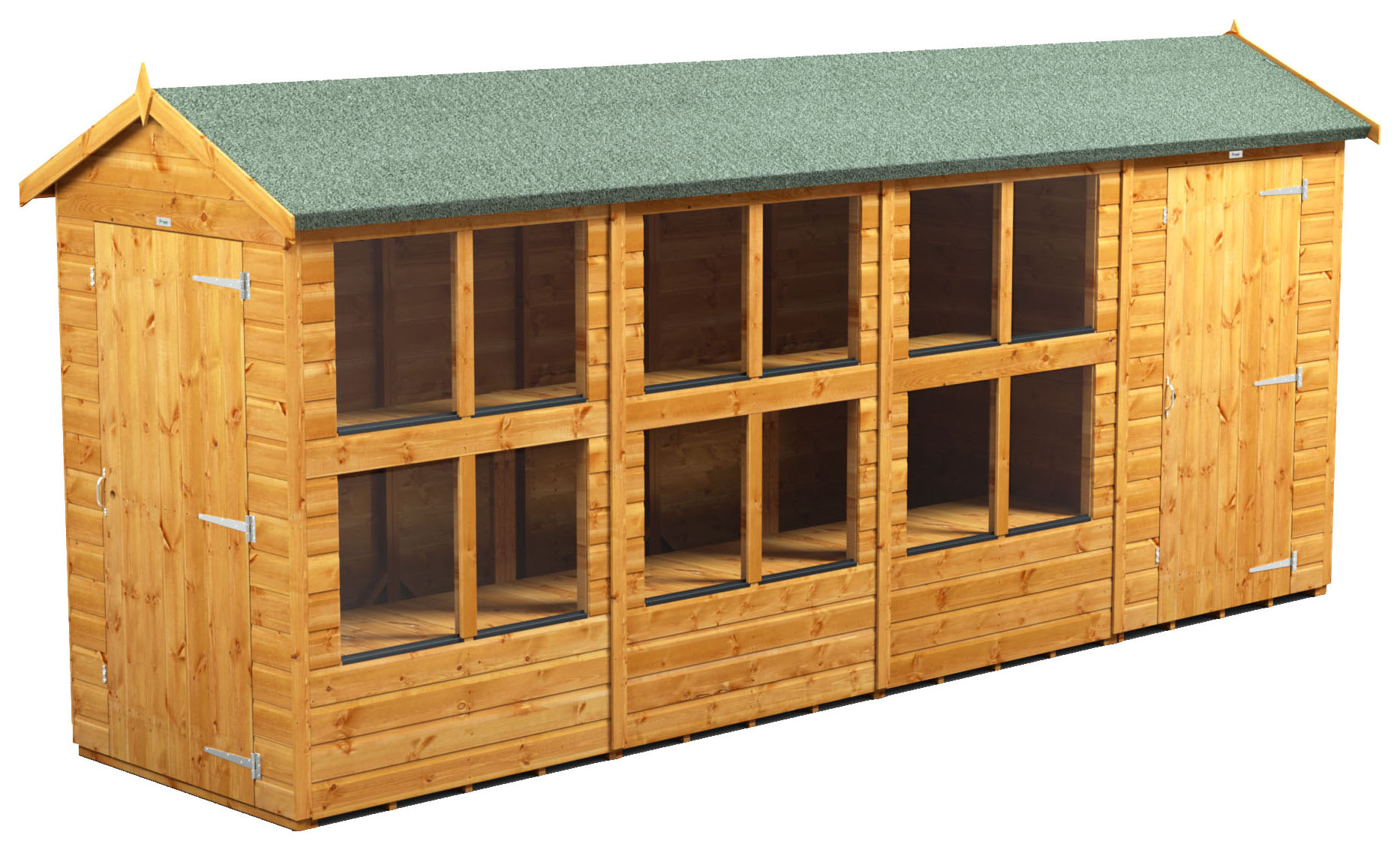 Image of Power Sheds 16 x 4ft Apex Shiplap Dip Treated Potting Shed - Including 4ft Side Store