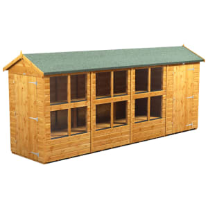 Image of Power Sheds 16 x 4ft Apex Shiplap Dip Treated Potting Shed - Including 4ft Side Store