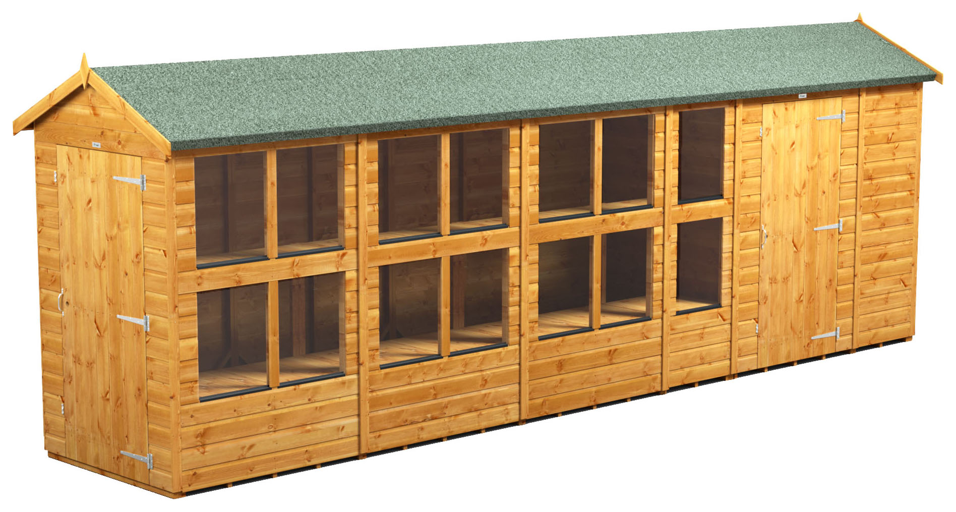 Image of Power Sheds 20 x 4ft Apex Shiplap Dip Treated Potting Shed - Including 6ft Side Store