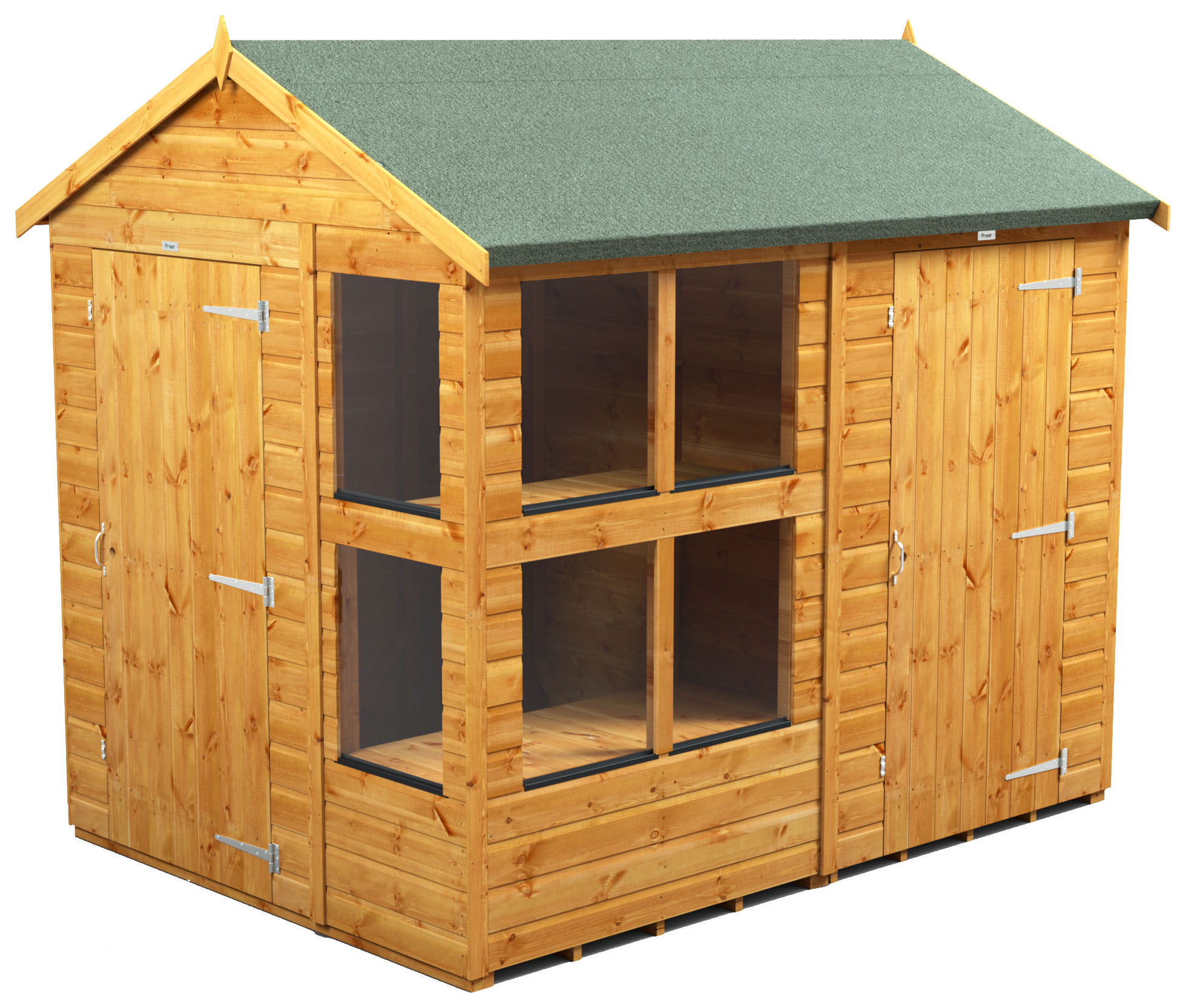 Power Sheds Apex Shiplap Dip Treated Potting Shed including 4ft Side Store - 8 x 6ft