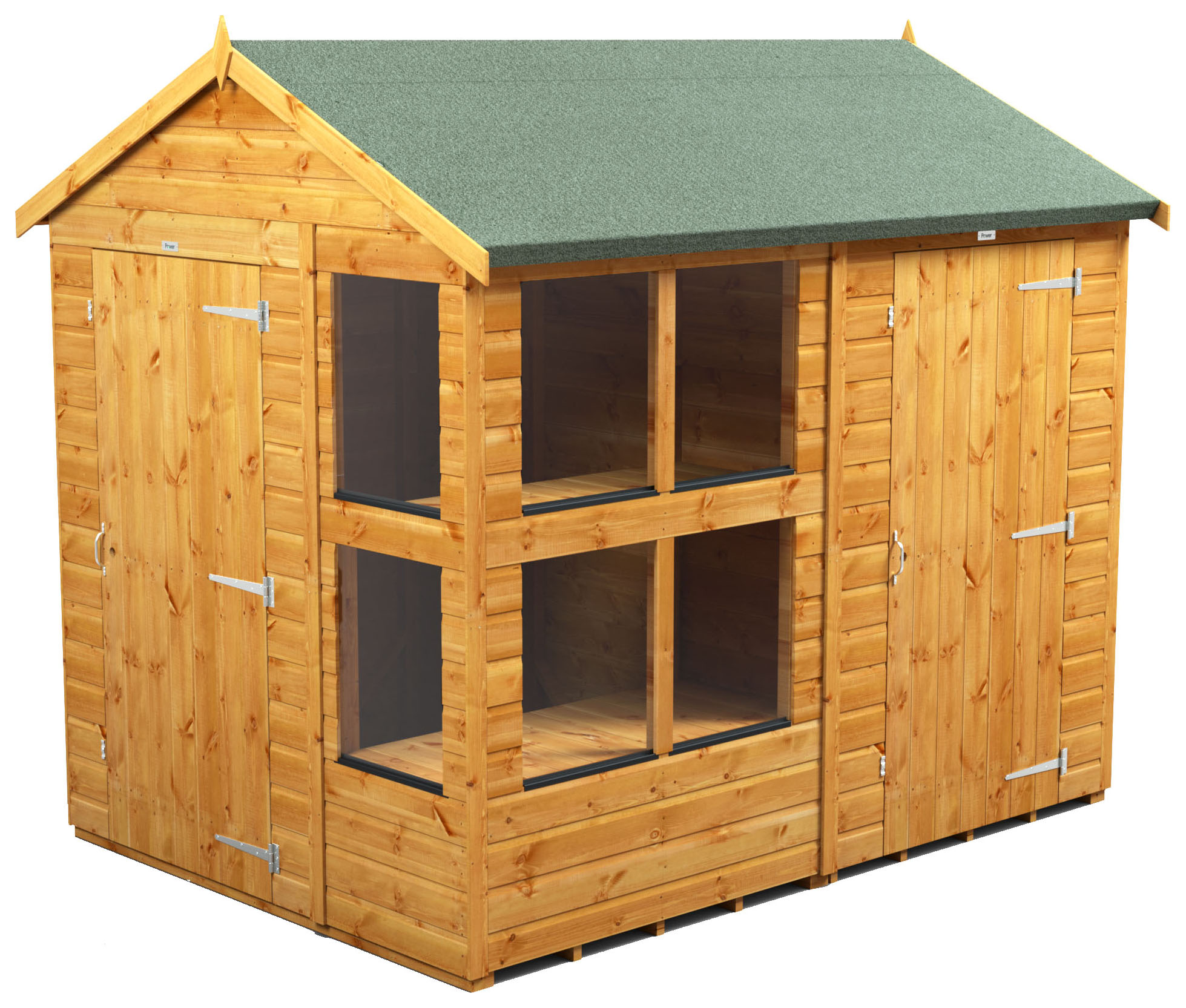 Power Sheds 8 x 6ft Apex Shiplap Dip Treated Potting Shed - Including 4ft Side Store
