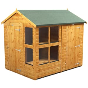 Power Sheds Apex Shiplap Dip Treated Potting Shed including 4ft Side Store - 8 x 6ft