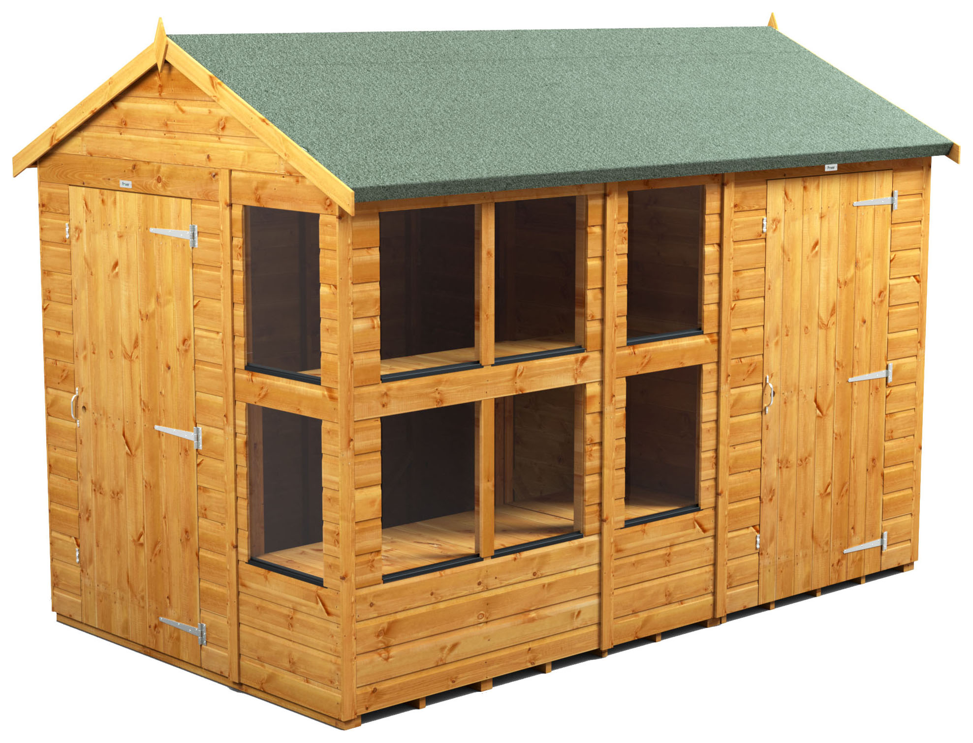 Power Sheds 10 x 6ft Apex Shiplap Dip Treated Potting Shed - Including 4ft Side Store